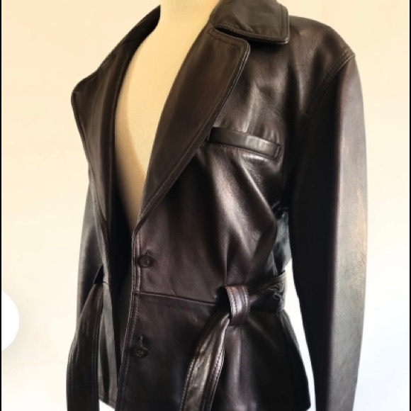Tannery West Jackets & Blazers - Chocolate Brown Leather Belted Jacket